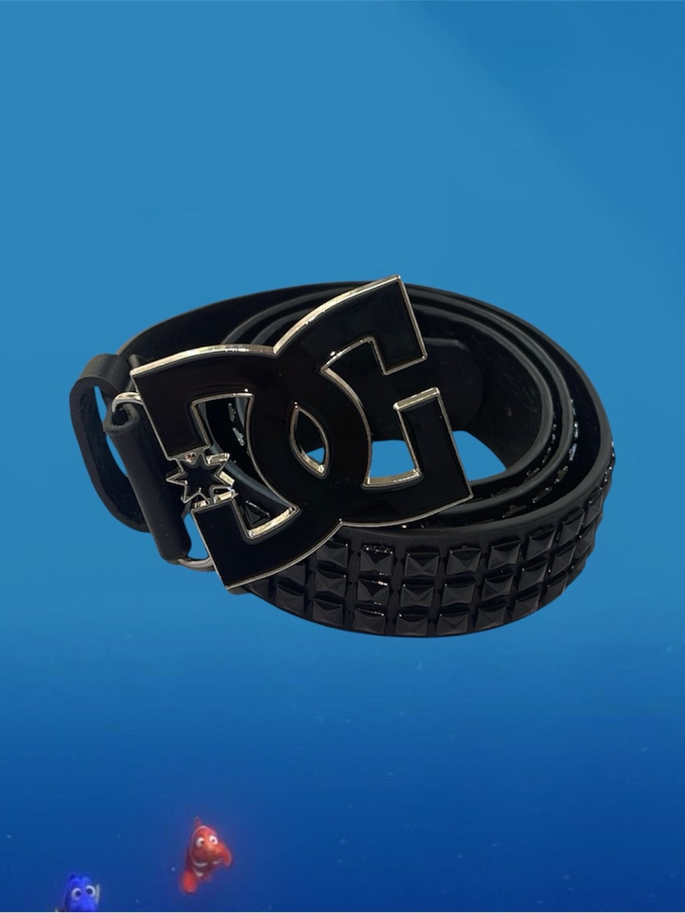 DC Black Studded Belt with Logo Buckle